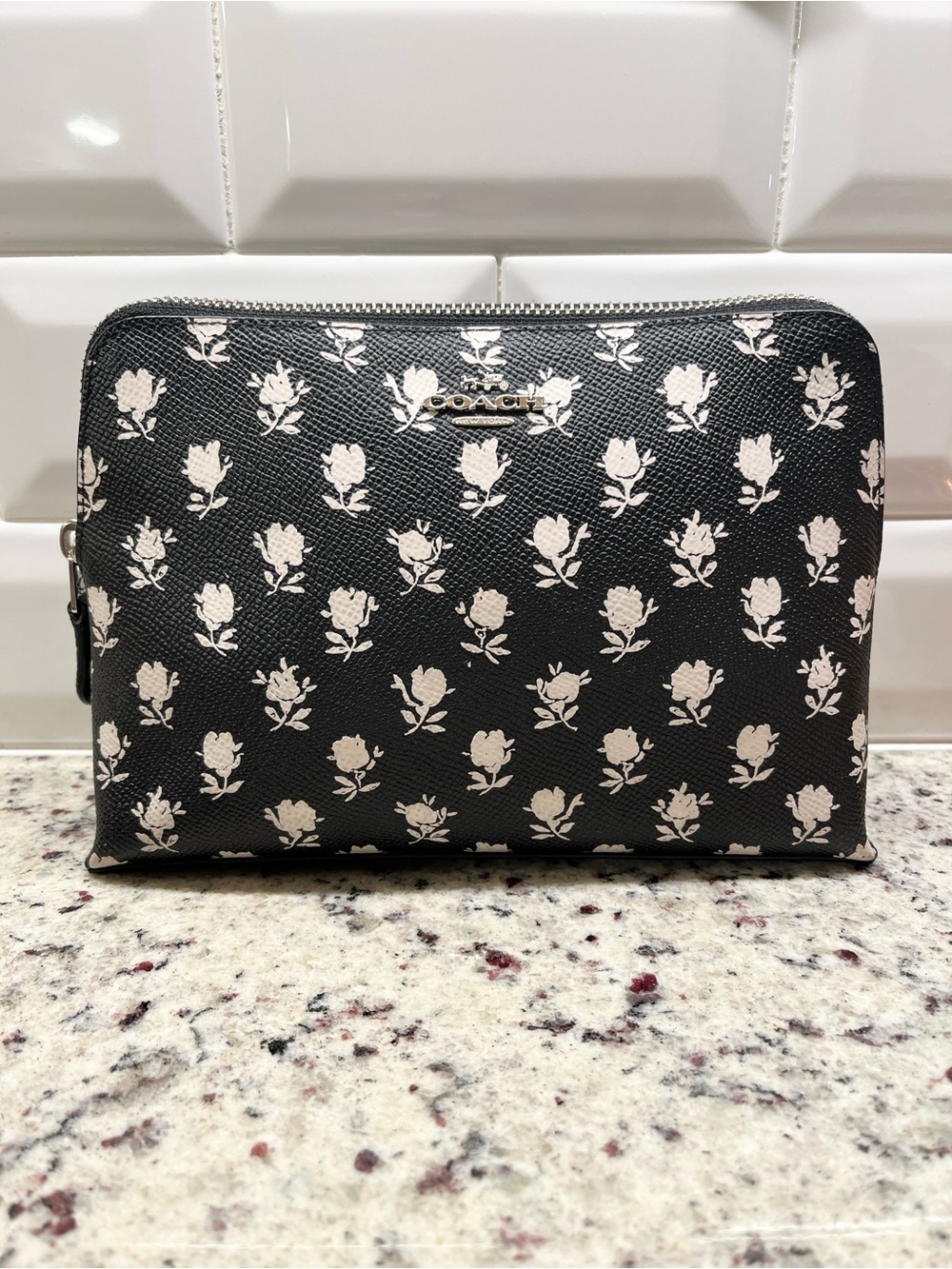 Coach Badlands Floral Black Cosmetic Case NWOT